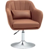 Image de HOMCOM Fauteuil de salon coussins lombaires hauteur réglable pivotant 360° piètement en métal marron