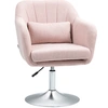 Image de HOMCOM Fauteuil de salon coussins lombaires hauteur réglable pivotant 360° piètement en métal rose