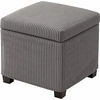 Image de HOMCOM Coffre pouf rangement 30 L avec couvercle amovible, ottoman cube rembourré en velours côtelé, 40 x 40 x 40 cm, gris