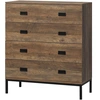 Image de HOMCOM Commode 4 tiroirs meuble de rangement design industriel piètement métal noir 80 x 39 x 95 cm