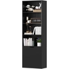 Image de HOMCOM Bibliothèque Armoire à livres avec 4 compartiments ouverts et 2 portes pour le salon et le bureau 59x29x180 cm Noir