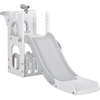 Image de AIYAPLAY Toboggan pour enfants 5 en 1 avec panier de basket escalade télescope espace de rangement 70 x 177 x 92 cm gris