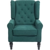 Image de HOMCOM Fauteuil de salon capitonné avec assise large, pieds en bois, style classique, grand confort, 74 x 86 x 102 cm, vert