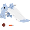 Image de AIYAPLAY Toboggan pour enfants 3 en 1 en forme de girafe avec panier de basket, escalade et ballon, 106 x 51,5 x 52 cm, bleu