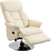 Image de HOMCOM Fauteuil de relaxation inclinable pivotant repose-pied réglable, jusqu'à 150 kg, pour salon, chambre, home cinéma, crème
