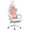 Image de Vinsetto Chaise de gaming avec support lombaire, hauteur réglable, dossier inclinable, oreilles de lapin et appui-tête, rose