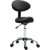 Image de HOMCOM Tabouret à roulettes avec hauteur réglable 51-67 cm et dossier, pour salon de massage, tatouage, clinique, spa, noir