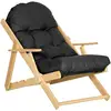 Image de HOMCOM Fauteuil Chaise de Salon Pliable et inclinable en Bois Fauteuil Relax Confortable avec Coussin capitonné épais