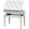 Image de HOMCOM Banc de piano, banc de clavier réglable en hauteur en bois massif, compartiment de rangement, 55 x 33 x 48-58 cm blanc