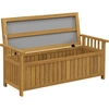 Image de Outsunny Banc de jardin 2 places en bois avec rangement de 186L banc d'extérieur avec accoudoirs 128,5 x 56 x 53,5 cm marron