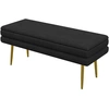 Image de HOMCOM Banc banquette coffre de rangement 2 en 1 assise aspect velours et pieds acier - 100 x 37,5 x 42 cm noir et doré