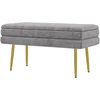 Image de HOMCOM Banc banquette coffre de rangement 2 en 1 assise aspect velours et pieds acier - 79,5L x 37,5P x 43H cm gris et doré