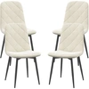 Image de HOMCOM Lot de 4 chaises de salle à manger rembourrées avec dossier haut, pieds en acier et tissu effet velours, crème
