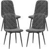 Image de HOMCOM Lot de 4 chaises de salle à manger rembourrées avec dossier haut, pieds en acier et tissu effet velours, gris