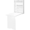 Image de HOMCOM Bureau pliable mural, table murale pliante avec étagères pour salon, salle à manger, bureau, 93,8 x 60 x 147 cm, blanc