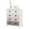 Image de HOMCOM Commode 5 tiroirs meuble de rangement avec poignées, 70 x 38 x 85 cm, blanc