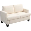 Image de HOMCOM Canapé 2 places 120 cm avec coussins de dossier amovibles, tissu chenille pour salon, chambre, bureau, beige