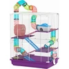 Image de PawHut Cage pour hamster rongeur 4 étages avec tunnels mangeoire roue maison échelles 46 x 30 x 58 cm violet
