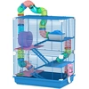 Image de PawHut Cage pour hamster rongeur 4 étages avec tunnels mangeoire roue maison échelles 46 x 30 x 58 cm bleu