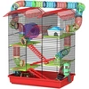 Image de PawHut Cage pour hamster souris petit animaux rongeur avec tunnel mangeoire roue jouet 47 x 30 x 59 cm rouge