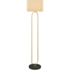 Image de HOMCOM Lampadaire abat-jour en lin douille E27 style moderne interrupteur à pied pour salon et chambre 156 cm doré et noir