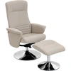 Image de HOMCOM Fauteuil relax inclinable 135° pivotant 360° avec repose-pieds revêtement tissu beige
