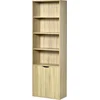 Image de HOMCOM Bibliothèque Armoire à livres avec 4 compartiments ouverts et 2 portes pour le salon et le bureau 59x29x180 cm Bois naturel