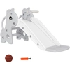Image de AIYAPLAY Toboggan pour enfants 3 en 1 en forme de girafe avec panier de basket, escalade et ballon, 106 x 51,5 x 52 cm, gris