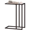 Image de HOMCOM Table d'appoint en forme de C avec plateau en verre trempé, cadre en acier, noir