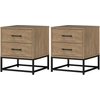 Image de HOMCOM Lot de 2 tables de chevet table de nuit avec 2 tiroirs style industriel pour chambre à coucher, salon