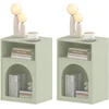 Image de HOMCOM Lot de 2 tables de chevet, table de nuit avec compartiments ouverts, design arqué, 40 x 30 x 60 cm, vert clair