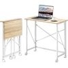 Image de HOMCOM Bureau pliant table d'ordinateur 80 x 40 cm sur roulettes pour bureau à domicile, chambre, petits espaces, chêne