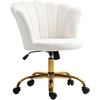 Image de HOMCOM Chaise bureau en velours, chaise coiffeuse avec dossier en pétale, hauteur réglable, 69 x 64 x 80-90 cm, blanc