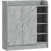 Image de HOMCOM Meuble de rangement à chaussures pour entrée avec 4 compartiments ouverts et placard double porte - étagère réglable