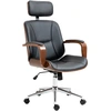 Image de Vinsetto Fauteuil de bureau, chaise de bureau avec appui-tête amovible hauteur réglable et fonction de bascule, 66x65x125cm, noir