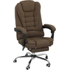 Image de Vinsetto Fauteuil de bureau avec hauteur réglable, dossier inclinable, repose-pied et accoudoirs rembourrés, marron