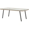 Image de Outsunny Table basse de jardin avec plateau verre trempé 5 mm, table d'appoint pour extérieur, cadre en acier, effet bois naturel