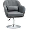 Image de HOMCOM Fauteuil de salon coussins lombaires hauteur réglable pivotant 360° piètement en métal gris foncé