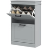 Image de HOMCOM Meuble à chaussures, 2 portes abattants, étagères réglables, pour entrée, couloir, 54 x 24 x 82,5 cm, gris