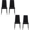 Image de HOMCOM Lot de 4 chaises de salle à manger chaises de cuisine avec dossier haut pieds en métal et tissu en lin 41x50x97cm noir