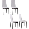 Image de HOMCOM Lot de 4 chaises de salle à manger chaises de cuisine avec dossier haut pieds en métal et tissu en lin 41x50x97cm blanc