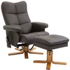 Image de HOMCOM Fauteuil relax massant avec pouf, fauteuil de relaxation pivotant à 360°, dossier inclinable, 80 x 86 x 99 cm, marron