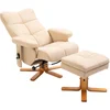 Image de HOMCOM Fauteuil relax massant avec pouf, fauteuil de relaxation pivotant à 360°, dossier inclinable, 80 x 86 x 99 cm, crème