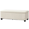 Image de HOMCOM Banc de rangement bout de lit en velours côtelé avec couvercle, pour salon, chambre, entrée, 112 x 42 x 40 cm, beige