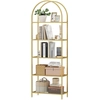 Image de HOMCOM Bibliothèque étagère de rangement en verre à 5 niveaux arqué pour salon, bureau, chambre, 60 x 30 x 175 cm, doré