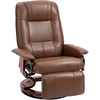 Image de HOMCOM Fauteuil relax inclinable repose-pieds réglable pivotant 360° piètement bois revêtement synthétique marron