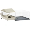 Image de PawHut Cage cochon d'inde cage pour petits animaux avec parc amovible tapis imperméable mangeoire à foin 108 x 71 x 57 cm beige