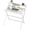 Image de HOMCOM Bureau pliable 75,5 x 50 cm avec étagère de rangement pour chambre, petits espaces, blanc