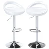 Image de HOMCOM Lot de 2 tabourets de bar chaises de bar hauteur réglable dossier et repose-pieds pivotant à 360° 46x41x76-96cm blanc
