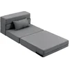 Image de HOMCOM Fauteuil convertible 1 place fauteuil lit pliant, coussin inclus, pour invités, salon, petit espace, charge 120 kg, gris